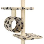 vidaXL Arbre à chat avec griffoirs en sisal 260 cm Beige Motif pattes