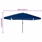 vidaXL Parasol de jardin Bleu et Noir 395 x 395 x 245 cm