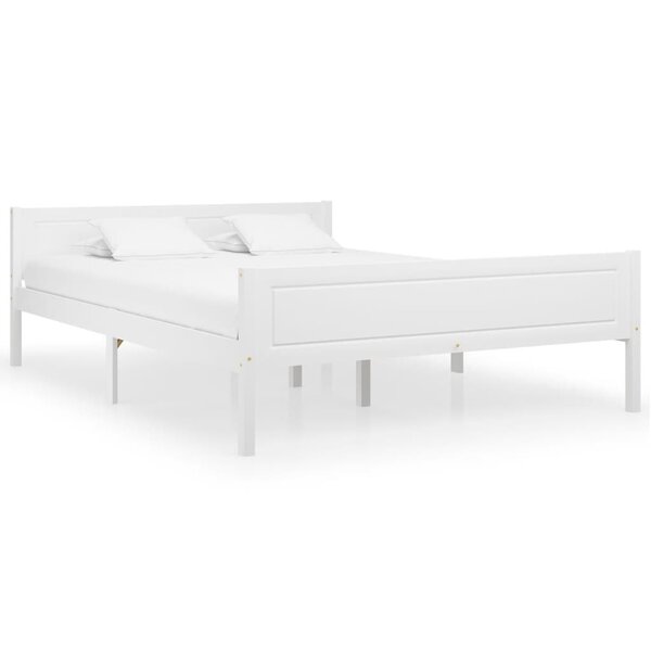 vidaXL Cadre de lit Bois de pin massif Blanc 120x200 cm