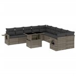 vidaXL Salon de jardin 11 Pièces avec coussins gris résine tressée
