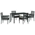 vidaXL Ensemble de salle à manger de jardin 5 pièces avec coussins en poly rotin noir