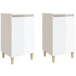 vidaXL Tables de chevet 2Pièces blanc brillant 40x35x70cm bois ingénierie