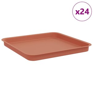 vidaXL Plateau carré à fleurs 24 pc Rouge brique 36 x 36 x 2 5 cm