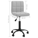 vidaXL Chaise pivotante de bureau Gris clair Velours