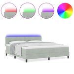 vidaXL Lit à ressort avec matelas et lumière LED Gris clair 180x200 cm Velours