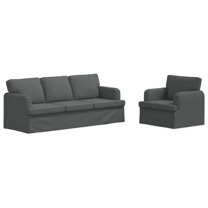 vidaXL Canapé 2 Pièces Gris foncé 144 x 80 x 85 cm tissu