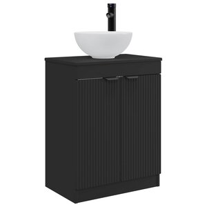vidaXL Meuble de salle de bain avec évier Noir 54 x 35 x 83 cm