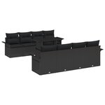 Ensemble de Canapés de Jardin de 9 Pièces avec Coussins Noir Poly Rattan