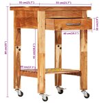 vidaXL Chariot de cuisine 55x55x89 cm bois massif d'acacia