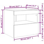 vidaXL Table de chevet avec lumières LED chêne sonoma 50x40x45 cm