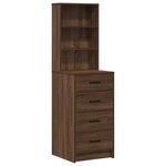 Ensemble de coiffeuse 2 pièces avec éclairage LED en bois d'ingénierie chêne noir