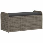 vidaXL Banc de rangement avec coussin gris 115x51x52 cm résine tressée