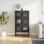 vidaXL Buffet haut noir 68x39x123 cm acier