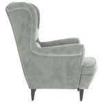 vidaXL Fauteuil à oreilles avec tabouret gris clair velours