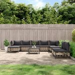 vidaXL Salon de jardin 10 Pièces avec coussins anthracite résine tressée
