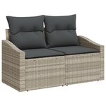 vidaXL Ensemble de salle à manger de jardin 9 pièces avec coussins en rotin gris poly