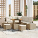 Ensemble de canapé de jardin vidaXL 8 pièces avec coussins beige en poly rotin acacia