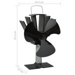vidaXL Ventilateur de poêle alimenté par chaleur 3 pales Noir