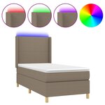 vidaXL Sommier à lattes de lit matelas et LED Taupe 90x200 cm Tissu