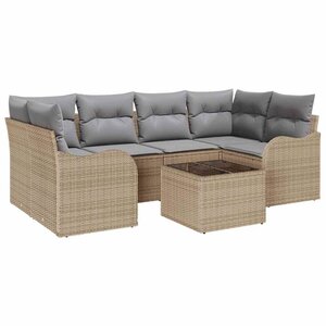 vidaXL Ensemble de canapé de jardin avec coussin 7 Pièces Beige et gris