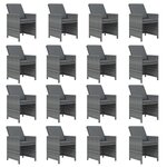 vidaXL Ensemble à manger de jardin coussins 17 Pièces Résine tressée Gris