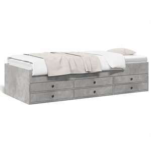 vidaXL Lit de jour avec tiroirs sans matelas gris béton 75x190 cm