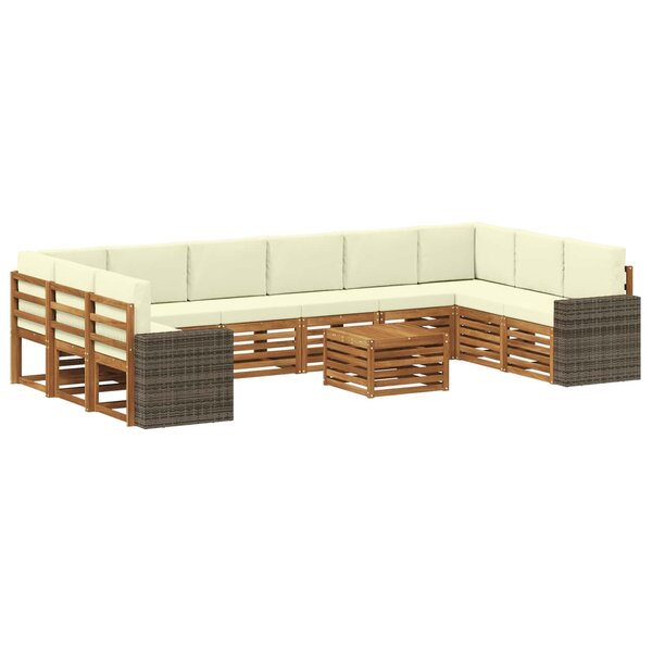vidaXL Ensemble de canapés d'extérieur 11 pc Naturel et Crème