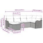 Ensemble de Canapés de Jardin de 6 pièces avec coussins en rotin poly brun