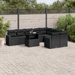 vidaXL Salon de jardin 10 Pièces avec coussins noir résine tressée