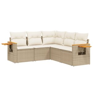 vidaXL Salon de jardin avec coussins 5 Pièces beige résine tressée