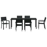 vidaXL Ensemble de salle à manger pour jardin 7 Pièces Noir