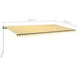 vidaXL Auvent automatique capteur de vent/LED 600x300cm Jaune et blanc