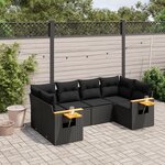 vidaXL Salon de jardin 6 Pièces avec coussins noir résine tressée