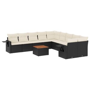 vidaXL Salon de jardin 11 Pièces avec coussins noir résine tressée