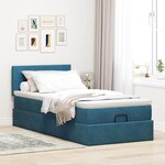 vidaXL Cadre de lit ottoman avec matelas bleu foncé 90x190 cm velours