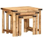 vidaXL Tables d'appoint gigognes 3 Pièces bois de manguier massif brut