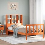 vidaXL Lit bibliothèque sans matelas cire marron 100x200 cm pin massif