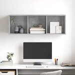 vidaXL Meuble TV mural Gris béton 37x37x107 cm Bois d’ingénierie