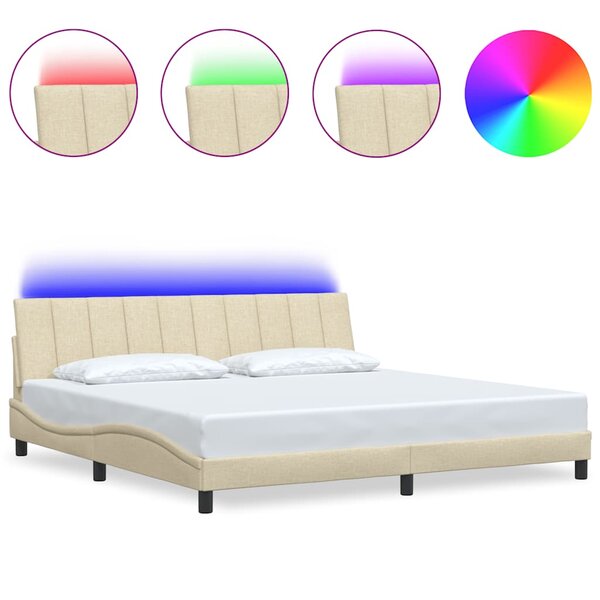 vidaXL Cadre de lit sans matelas crème 200x200 cm tissu