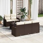 vidaXL Ensemble de canapé de jardin avec coussin 6 Pièces Marron  Crème