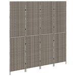 Paravent vidaXL 4 panneaux pliable gris 195x180 cm en poly rotin