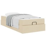 vidaXL Cadre de lit avec matelas Crème 90 x 190 cm tissu
