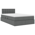 vidaXL Lit de rangement LED avec matelas Gris foncé 120 x 200 cm Tissu
