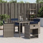 vidaXL Chaises de jardin avec coussins lot de 4 gris résine tressée