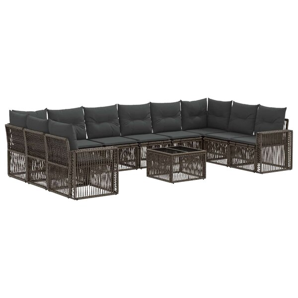 vidaXL Ensemble de canapé de jardin 11 Pièces Gris et Gris foncé