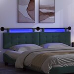 vidaXL Tête de lit suspendue Avec lumière LED Vert foncé Tissu