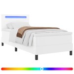 vidaXL Lit à ressorts avec bandes LED Blanc 100 x 200 cm Simili cuir