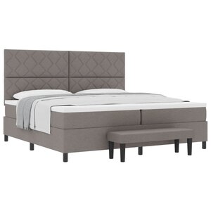 vidaXL Lit à ressorts avec matelas Taupe 200 x 200 cm tissu