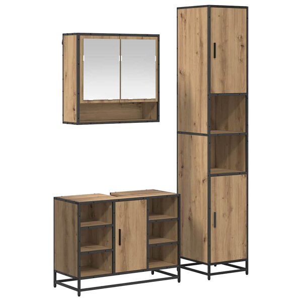 vidaXL Ensemble de mobilier de salle de bain 3 Pièces Chêne artisanal