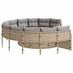 vidaXL Canapé de jardin avec table coussins rond beige résine tressée